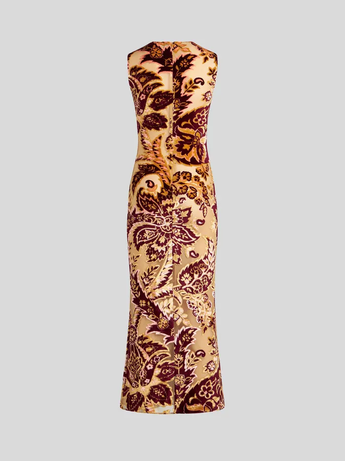 Women Etro Dresses Tulle And Jacquard Velvet Dress Beige Women Etro Dresses Tulle And Jacquard Velvet Dress Beige
