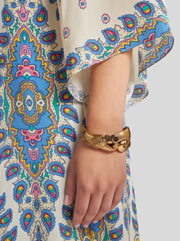 Women Etro Fashion Jewellery Curly Bangle Bracelet Gold
