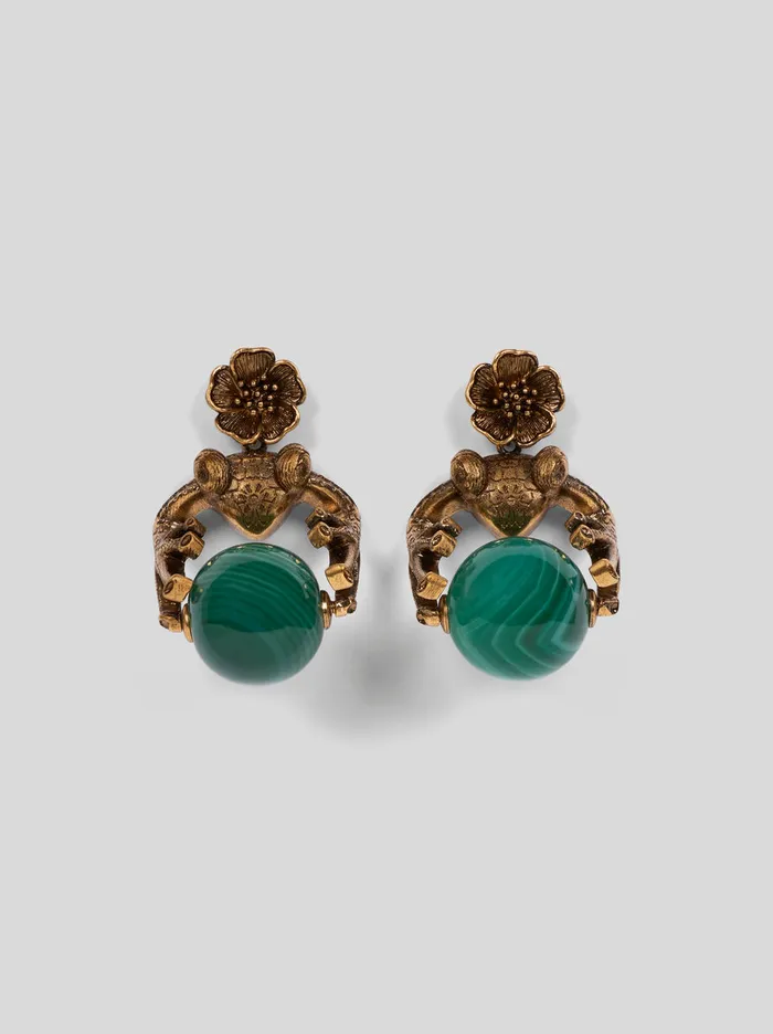 Women Etro Fashion Jewellery Frog Charm Earrings Gold