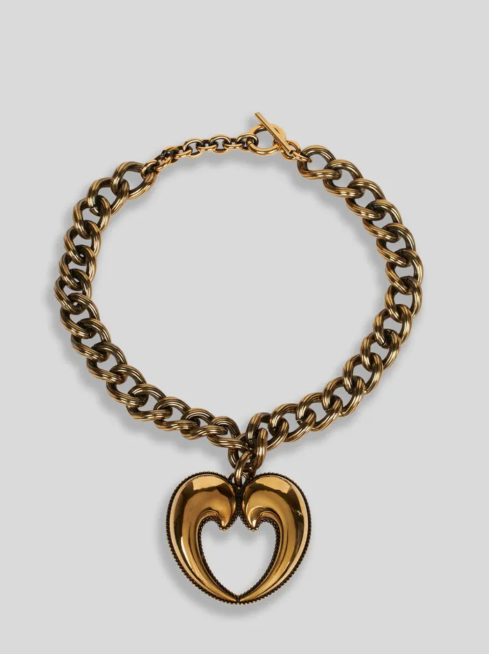 Women Etro Fashion Jewellery Necklace With Paisley Heart Gold