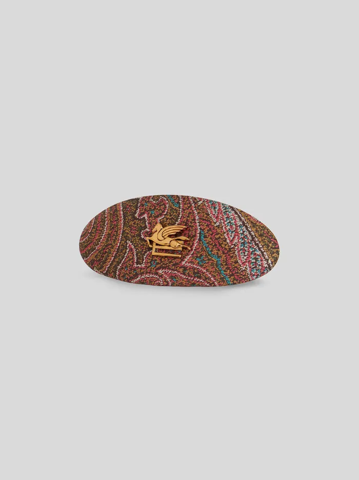 Women Etro Hair Accessories Oval Paisley Clip With Pegaso Multicolour
