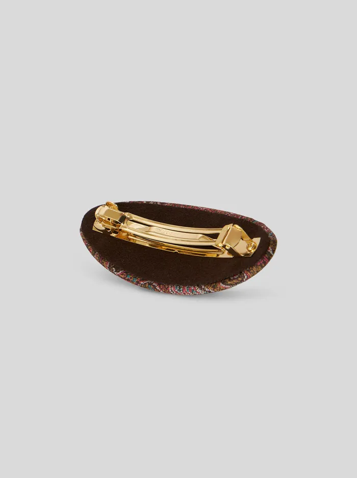 Women Etro Hair Accessories Oval Paisley Clip With Pegaso Multicolour Women Etro Hair Accessories Oval Paisley Clip With Pegaso Multicolour