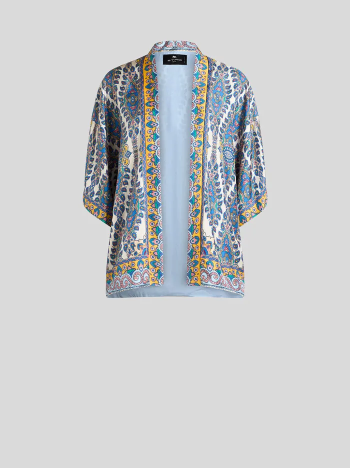 Women Etro Jackets Printed Twill Kesa Robe White