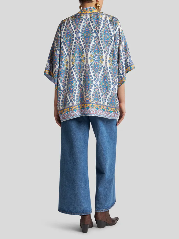Women Etro Jackets Printed Twill Kesa Robe White Women Etro Jackets Printed Twill Kesa Robe White