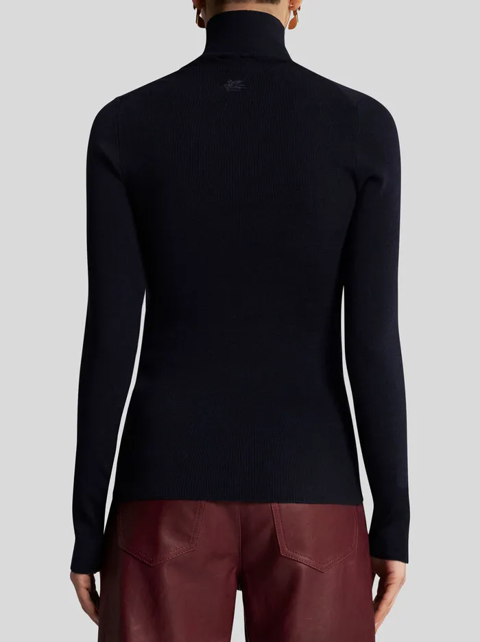 Women Etro Knitwear Wool Turtleneck Sweater Navy Blue Women Etro Knitwear Wool Turtleneck Sweater Navy Blue