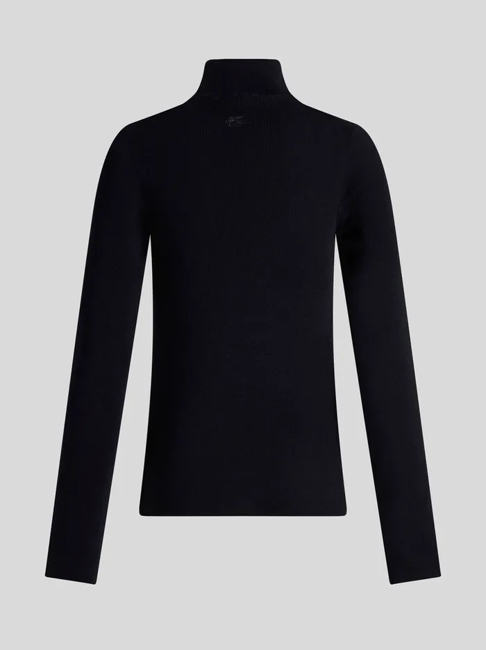 Women Etro Knitwear Wool Turtleneck Sweater Navy Blue Women Etro Knitwear Wool Turtleneck Sweater Navy Blue