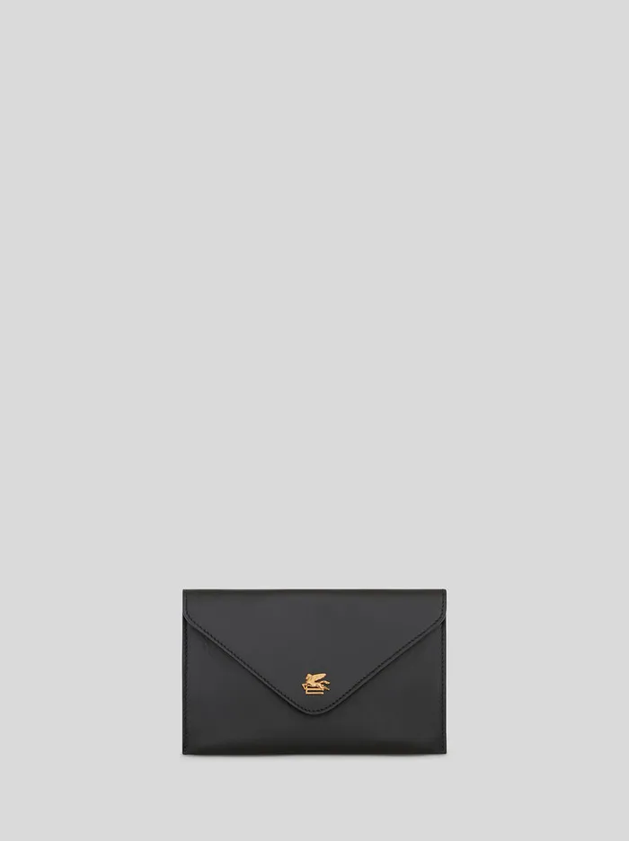 Women Etro Mini Bags Leather Clutch Bag With Pegaso Black