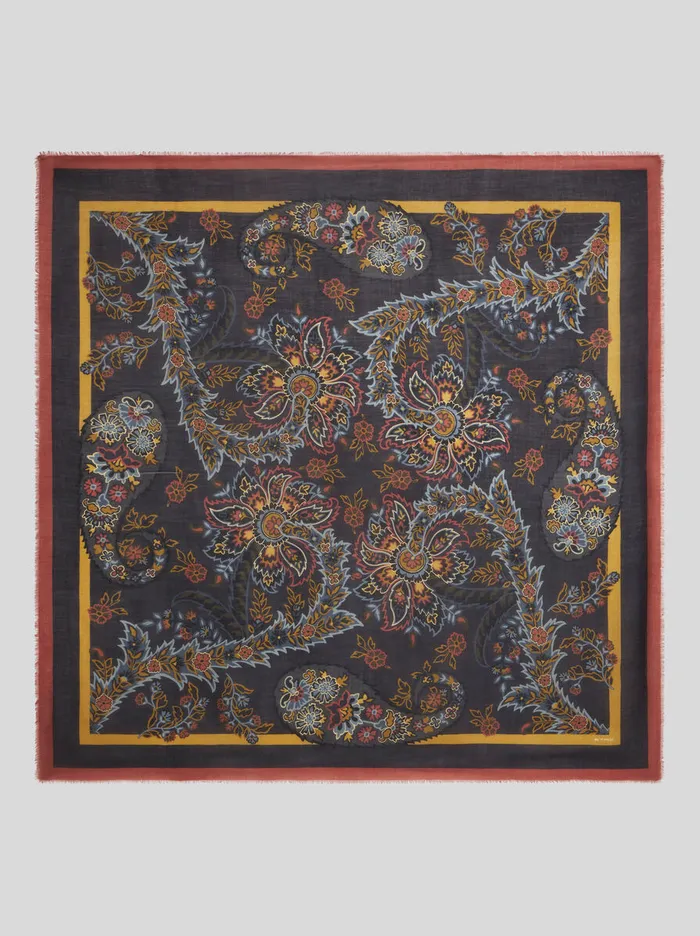 Women Etro Scarves And Silk Printed Cashmere And Silk Shawl Black
