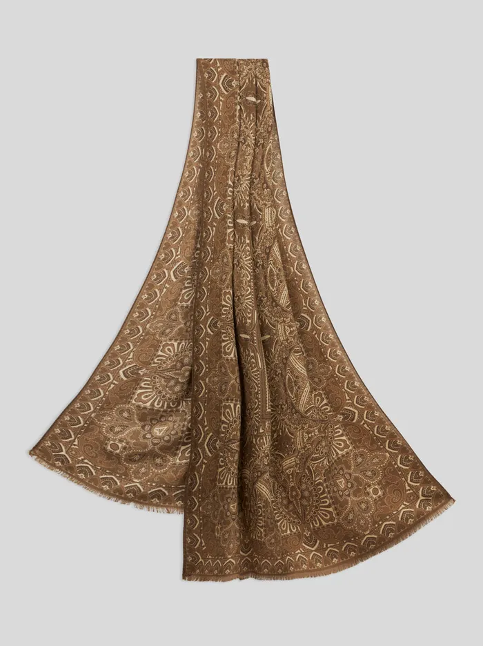 Women Etro Scarves And Silk Scarf With Silk Scarf Pattern Brown