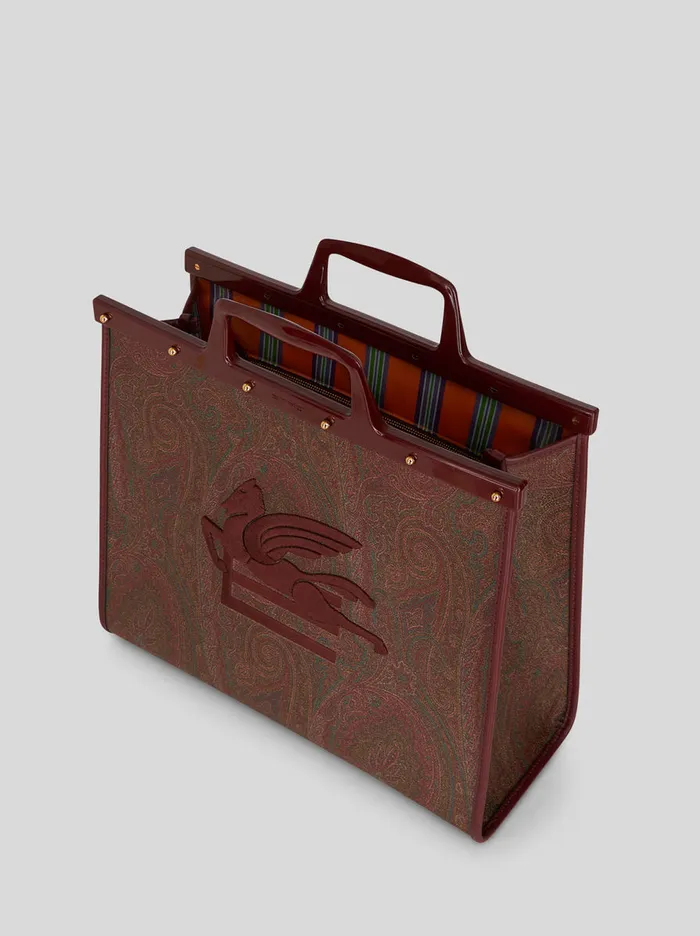 Women Etro Shopping Bags Medium Paisley Love Trotter Bag Red Women Etro Shopping Bags Medium Paisley Love Trotter Bag Red