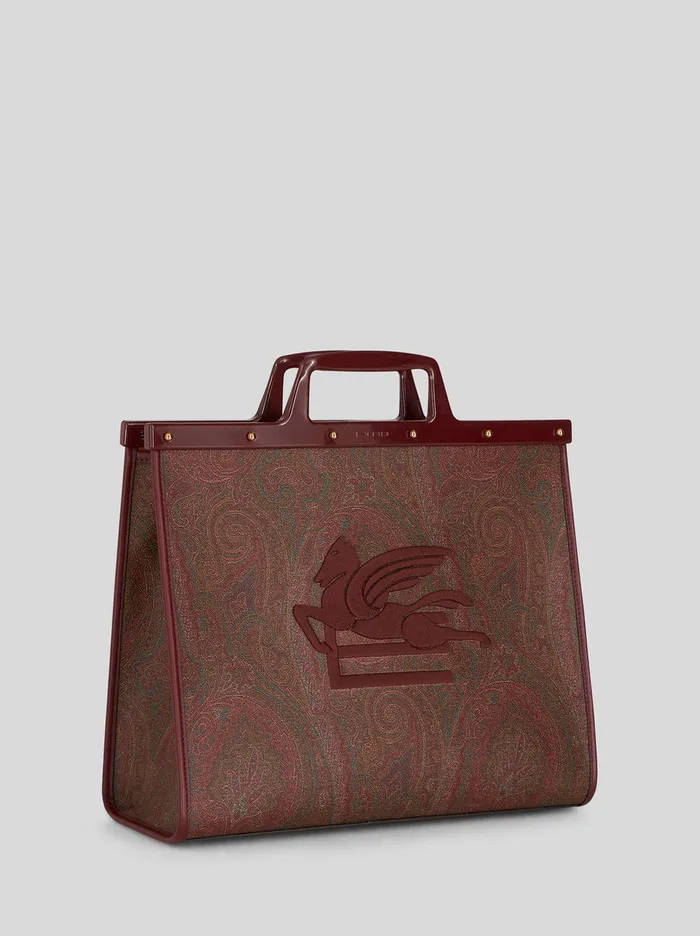 Women Etro Shopping Bags Medium Paisley Love Trotter Bag Red Women Etro Shopping Bags Medium Paisley Love Trotter Bag Red