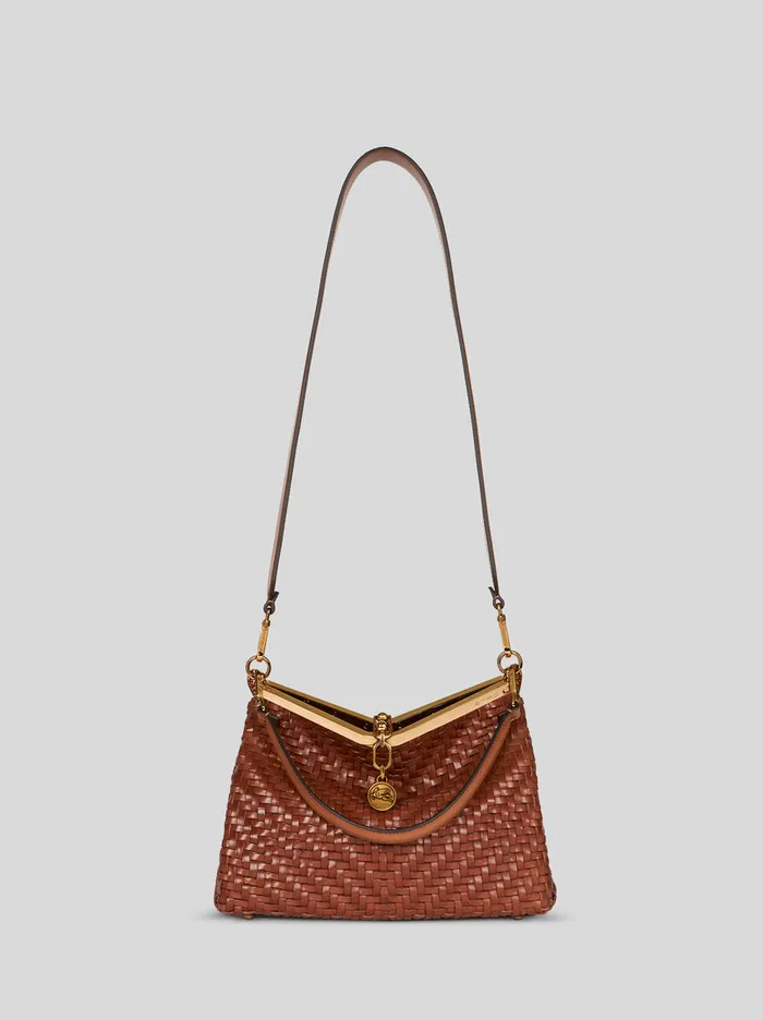 Women Etro Shoulder Bags Medium Woven Vela Bag Brown Women Etro Shoulder Bags Medium Woven Vela Bag Brown