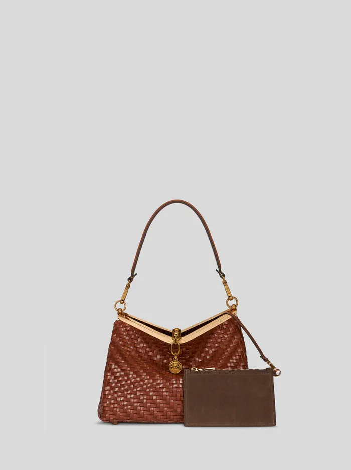 Women Etro Shoulder Bags Medium Woven Vela Bag Brown Women Etro Shoulder Bags Medium Woven Vela Bag Brown