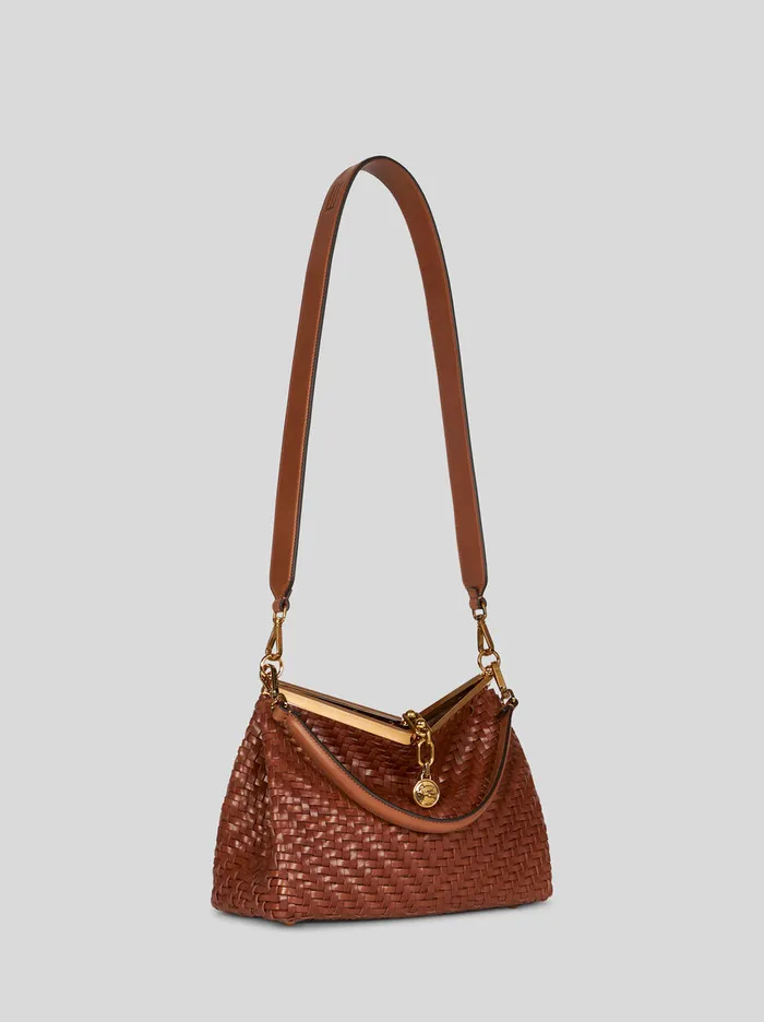 Women Etro Shoulder Bags Medium Woven Vela Bag Brown Women Etro Shoulder Bags Medium Woven Vela Bag Brown