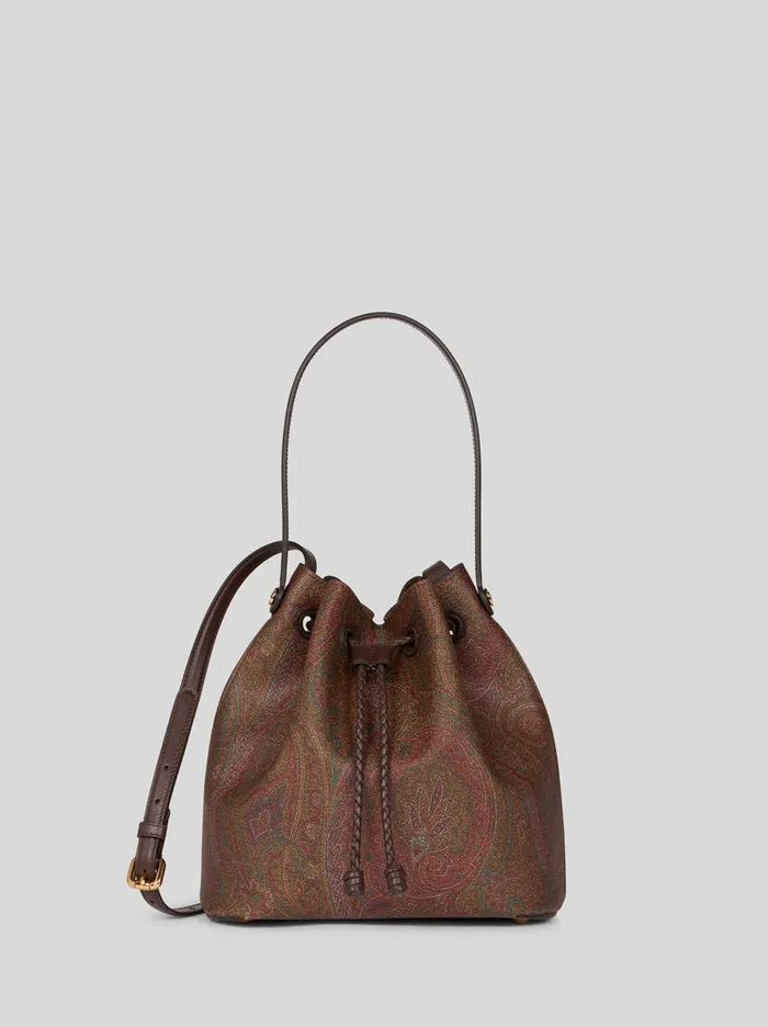 Women Etro Shoulder Bags Small Paisley Bucket Bag Brown