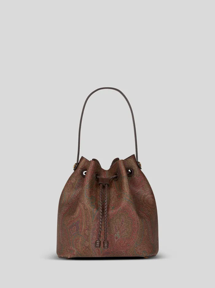 Women Etro Shoulder Bags Small Paisley Bucket Bag Brown