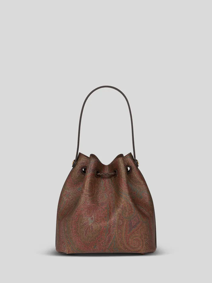 Women Etro Shoulder Bags Small Paisley Bucket Bag Brown