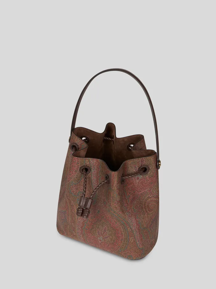 Women Etro Shoulder Bags Small Paisley Bucket Bag Brown
