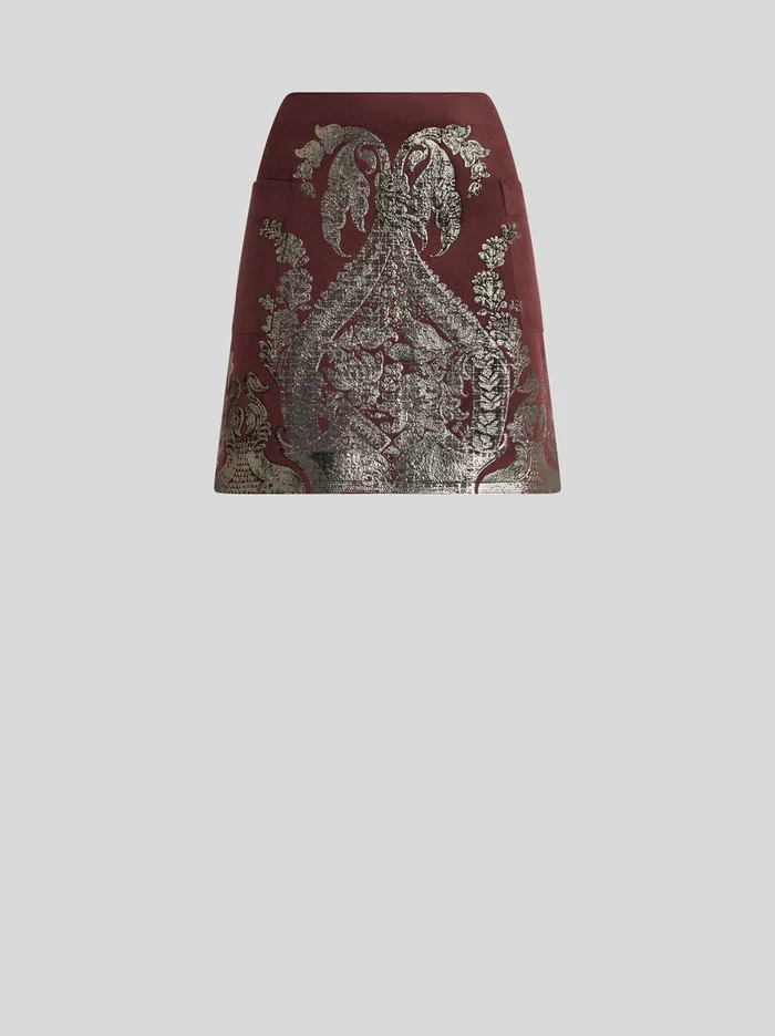 Women Etro Skirts Mini Skirt With Metallic Print Burgundy