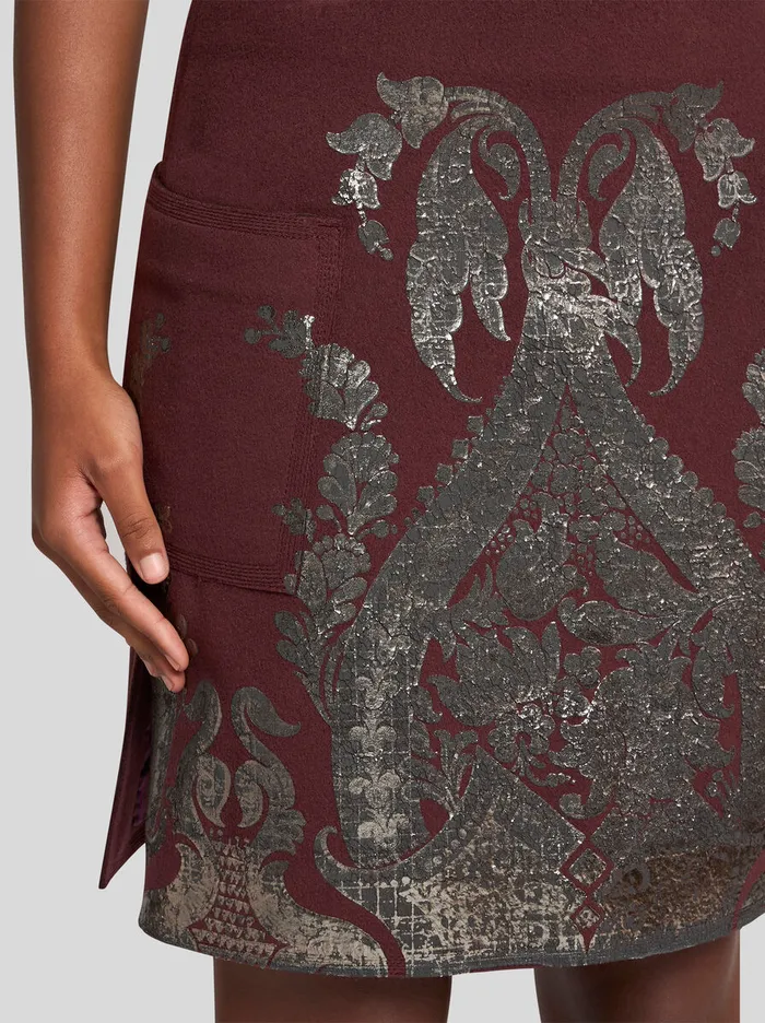 Women Etro Skirts Mini Skirt With Metallic Print Burgundy Women Etro Skirts Mini Skirt With Metallic Print Burgundy