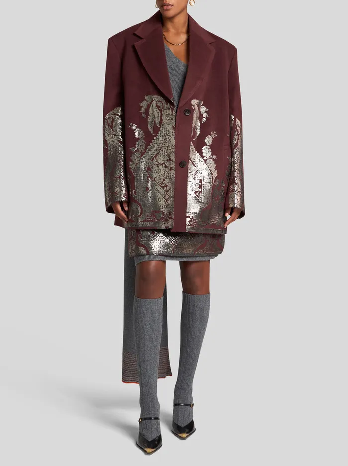 Women Etro Skirts Mini Skirt With Metallic Print Burgundy Women Etro Skirts Mini Skirt With Metallic Print Burgundy