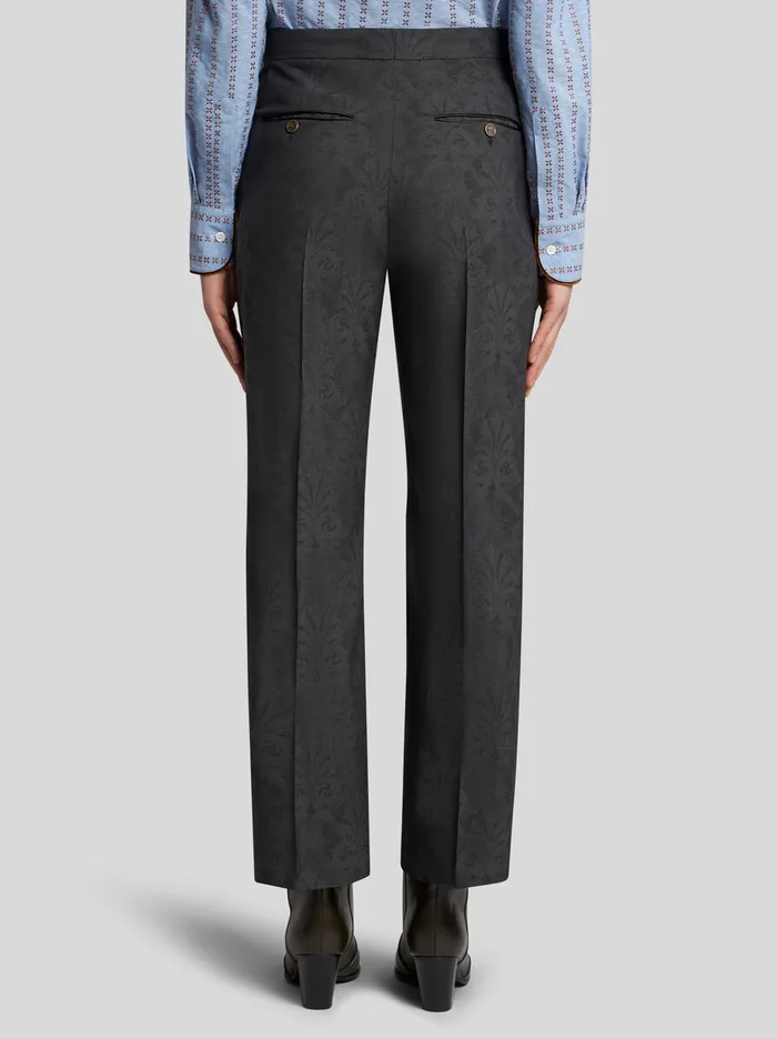 Women Etro Trousers Jacquard Trousers With Pegaso Buttons Grey Women Etro Trousers Jacquard Trousers With Pegaso Buttons Grey
