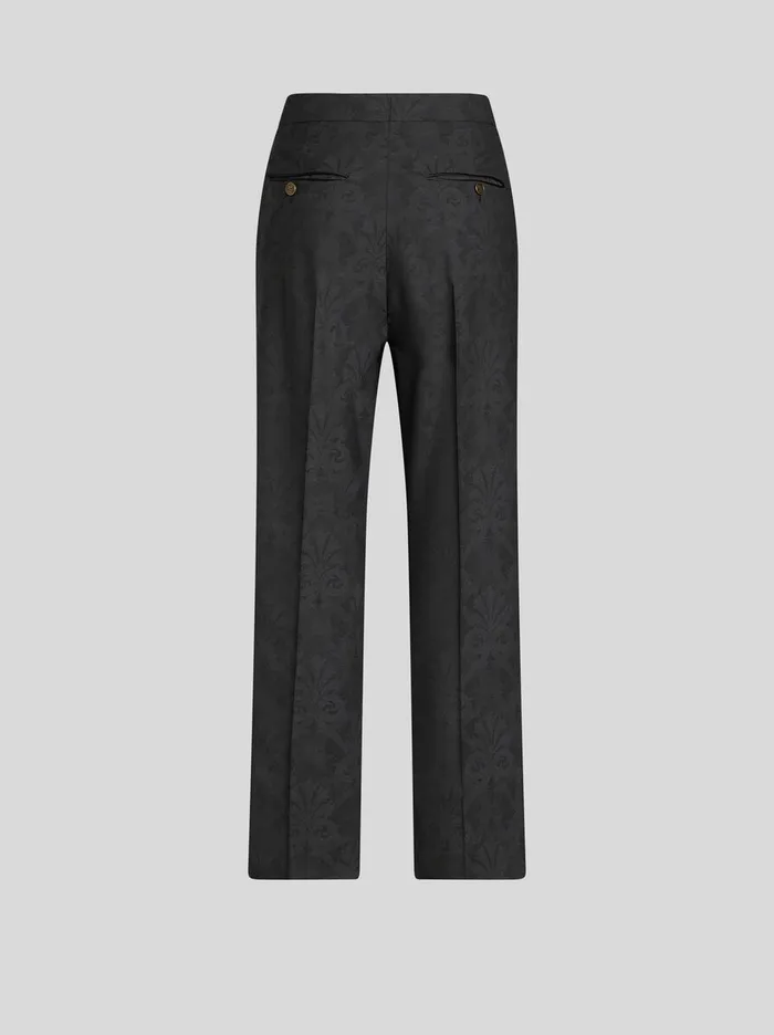 Women Etro Trousers Jacquard Trousers With Pegaso Buttons Grey Women Etro Trousers Jacquard Trousers With Pegaso Buttons Grey