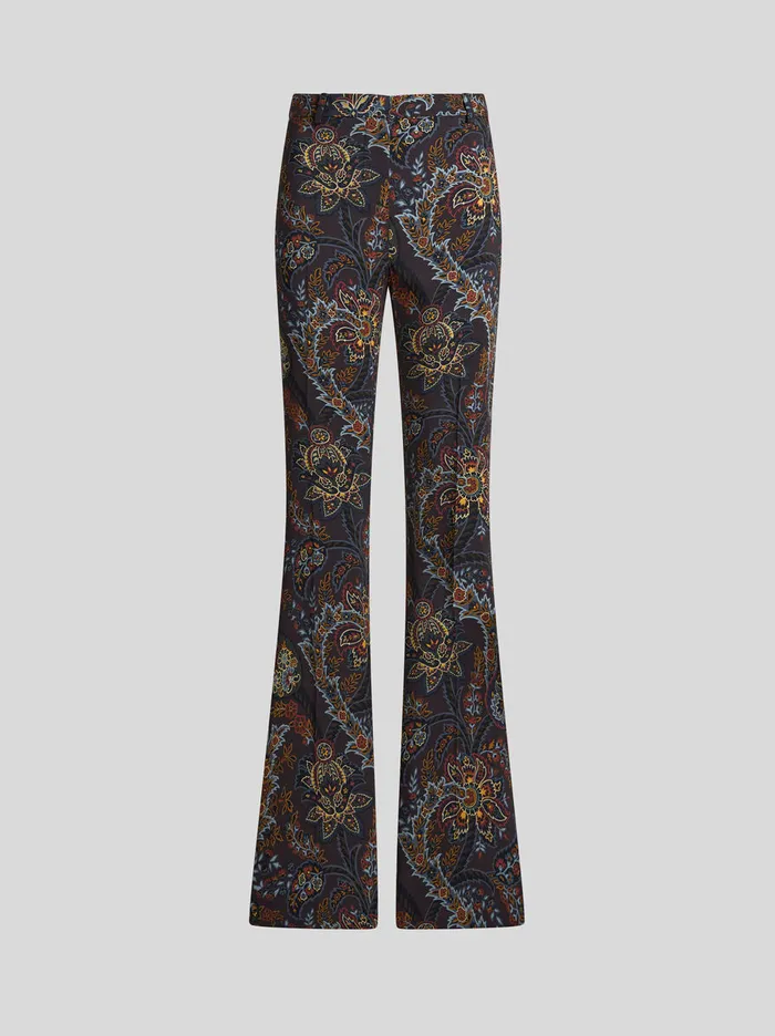 Women Etro Trousers Printed Cady Trousers Black