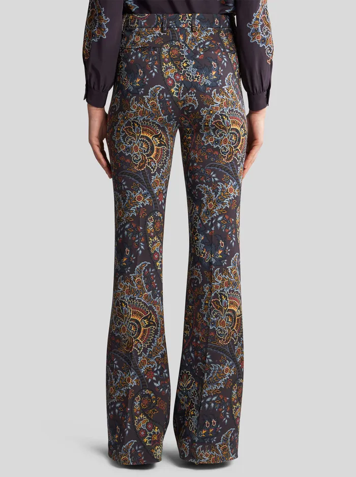 Women Etro Trousers Printed Cady Trousers Black Women Etro Trousers Printed Cady Trousers Black