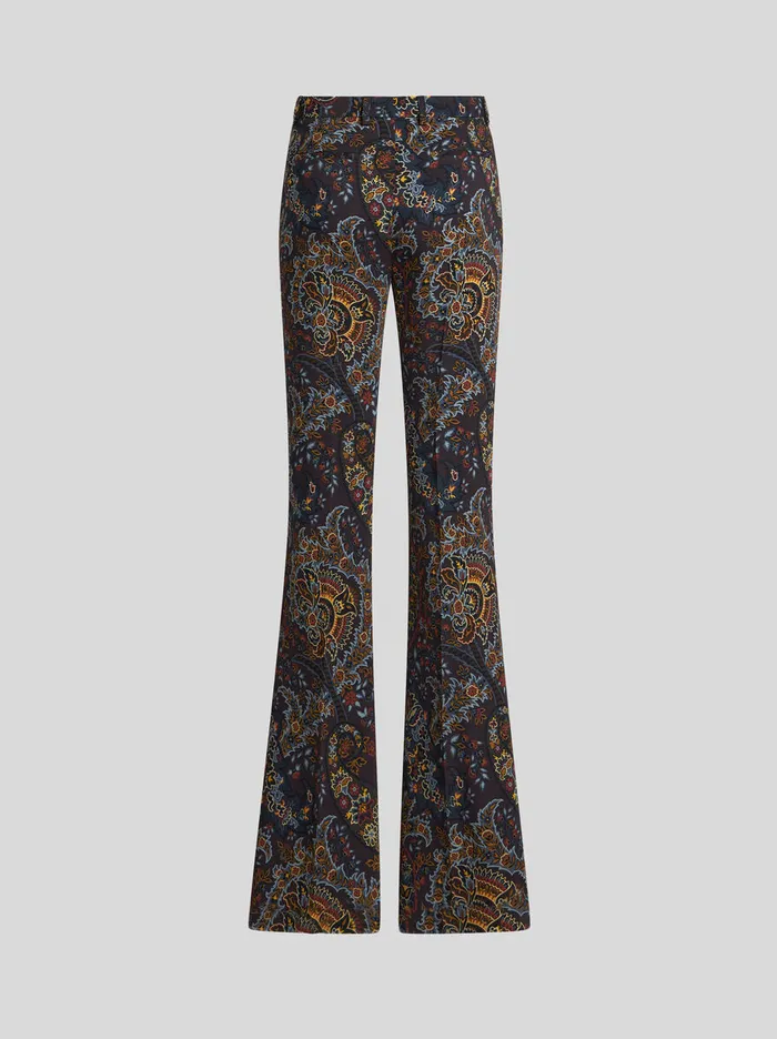 Women Etro Trousers Printed Cady Trousers Black Women Etro Trousers Printed Cady Trousers Black