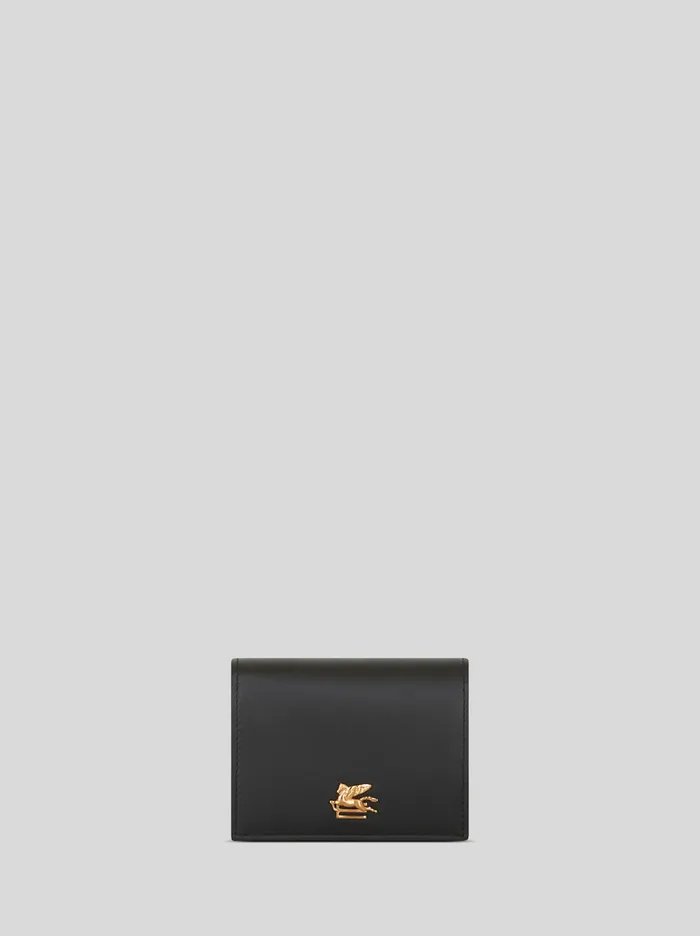 Women Etro Wallets And Credit Card Holder Leather Purse With Pegaso Black
