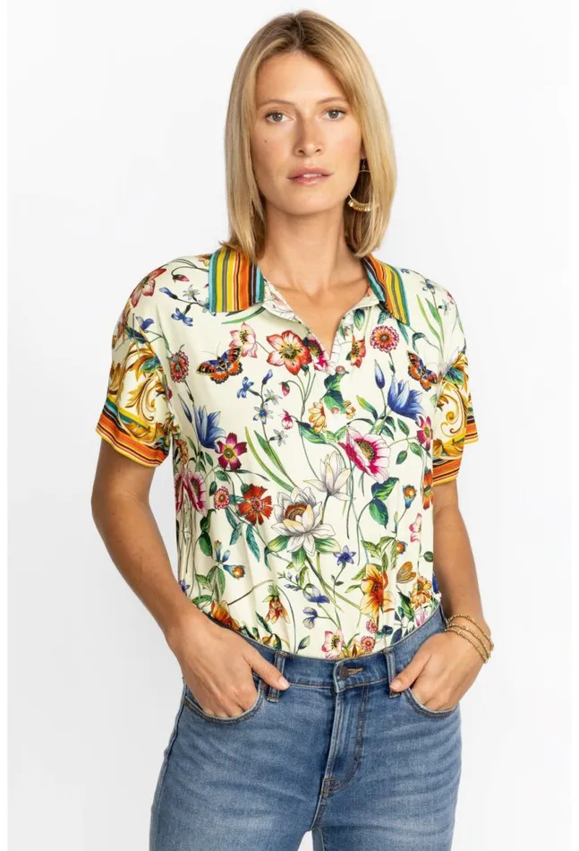 Women Felix Short Sleeve Polo Tee Felix Johnny Was Tops