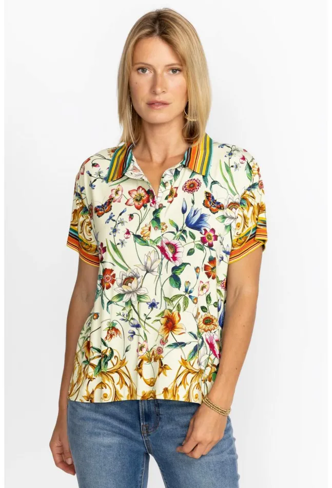Women Felix Short Sleeve Polo Tee Felix Johnny Was Tops