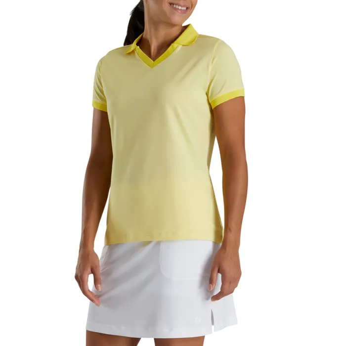 Women FootJoy Shirts End On End Open Collar Yellow