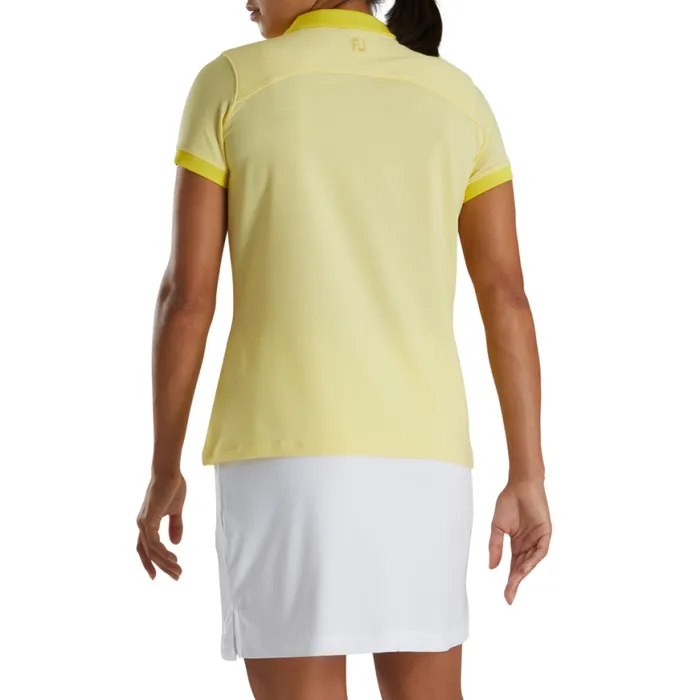 Women FootJoy Shirts End On End Open Collar Yellow Women FootJoy Shirts End On End Open Collar Yellow