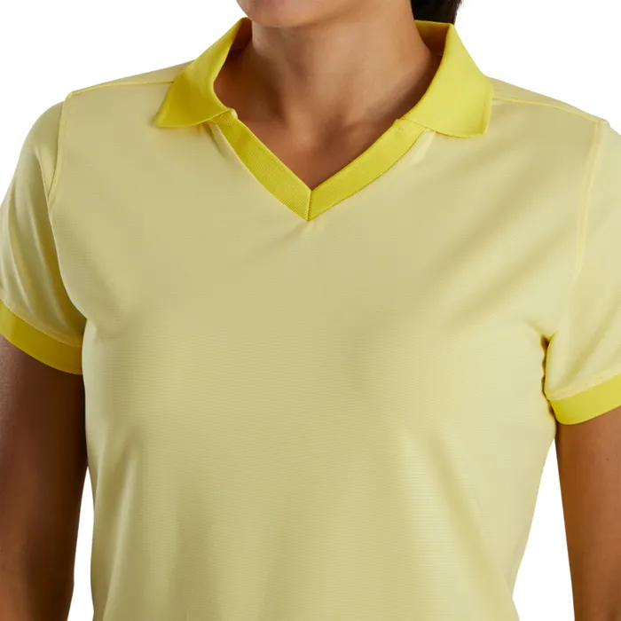 Women FootJoy Shirts End On End Open Collar Yellow Women FootJoy Shirts End On End Open Collar Yellow