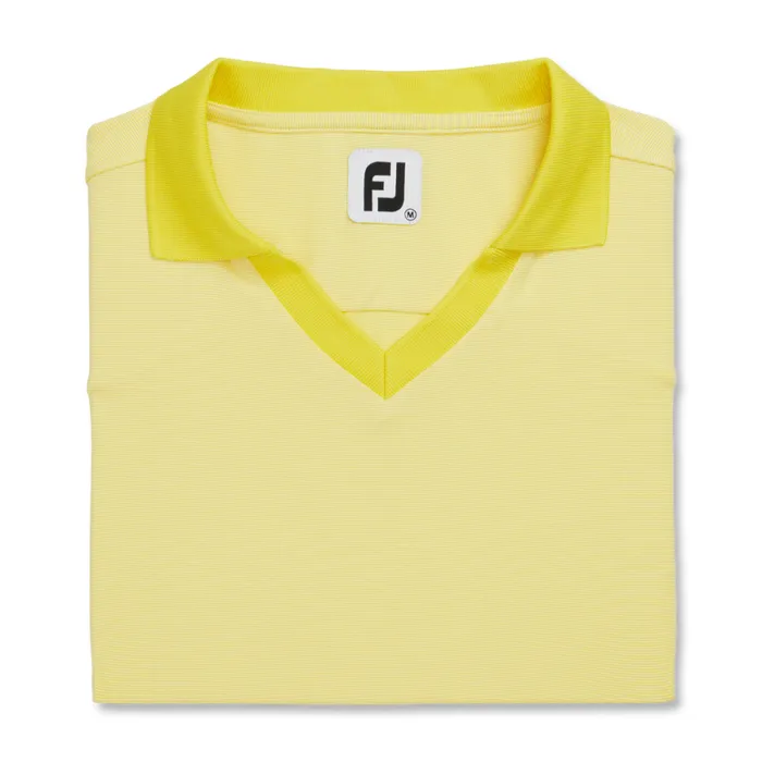 Women FootJoy Shirts End On End Open Collar Yellow Women FootJoy Shirts End On End Open Collar Yellow