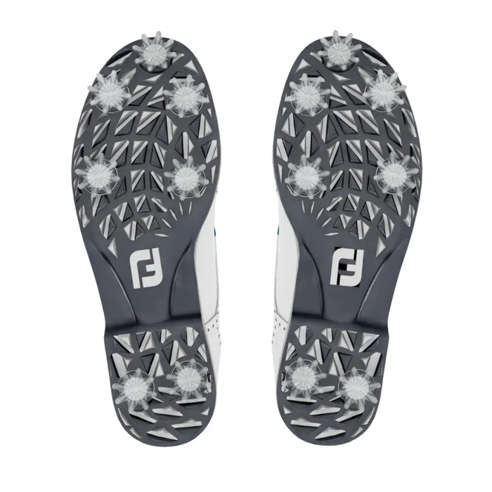 Women FootJoy Spiked MyJoys Premiere Series Shield Tip White Blue Lizard Print