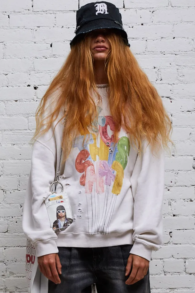 Women Fts Oversized Crewneck 8211 Ecru Sweatshirts R13