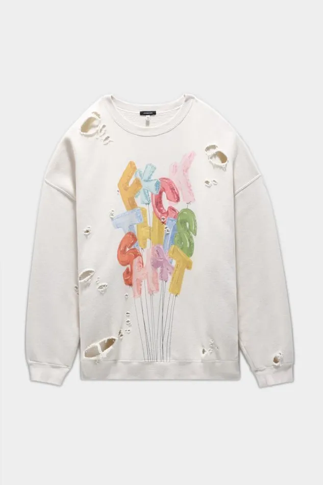 Women Fts Oversized Crewneck 8211 Ecru Sweatshirts R13