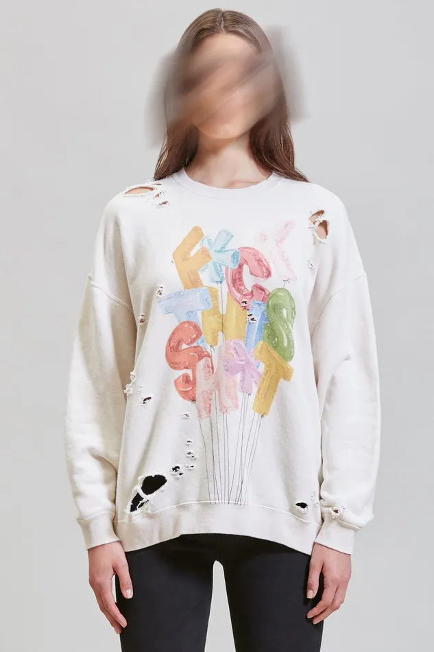 Women Fts Oversized Crewneck 8211 Ecru Sweatshirts R13