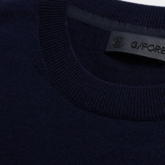 Women GFORE Navy Merino Wool Easy Care Sleeve Golf Sweater