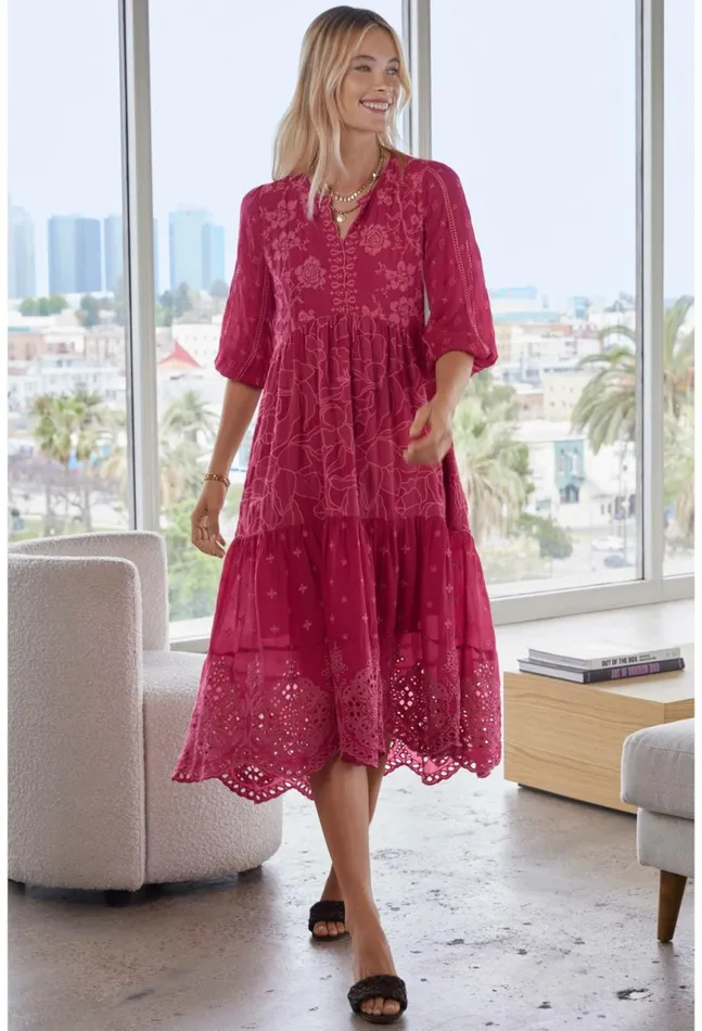 Women Gracie Hopscotch Dress Rumba Red Johnny Was Dresses