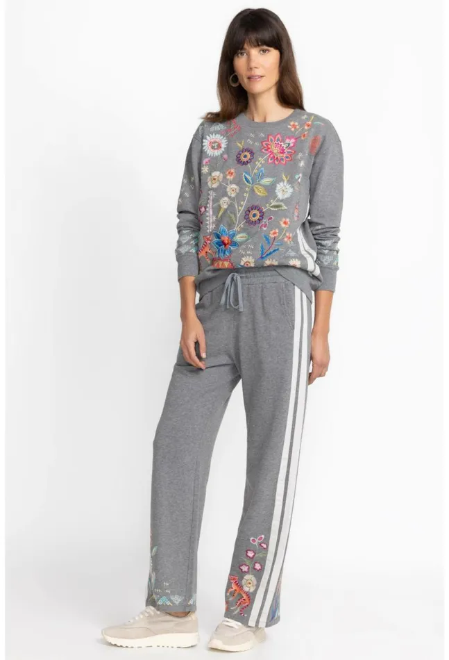 Women Griffin Wide Leg Ribbon Pant Dark Heather Johnny Was Bottoms