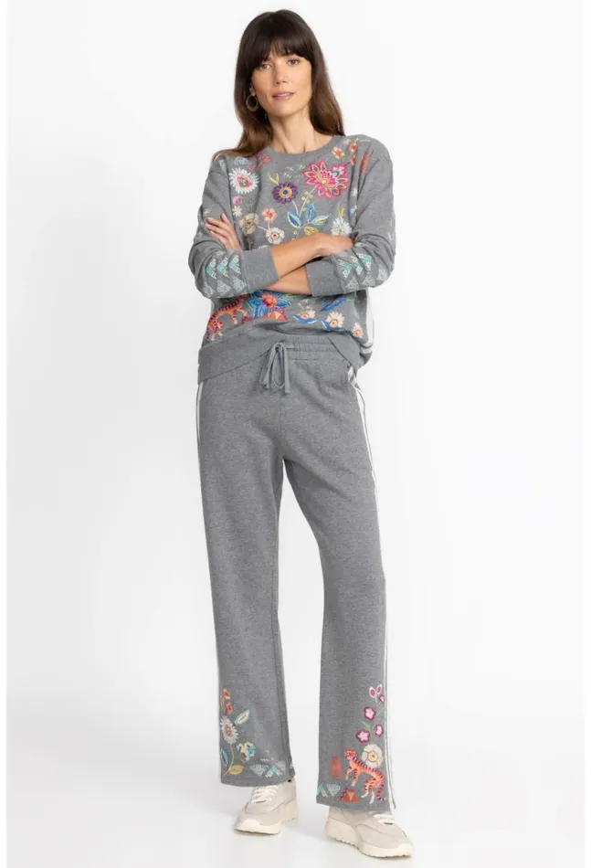 Women Griffin Wide Leg Ribbon Pant Dark Heather Johnny Was Bottoms