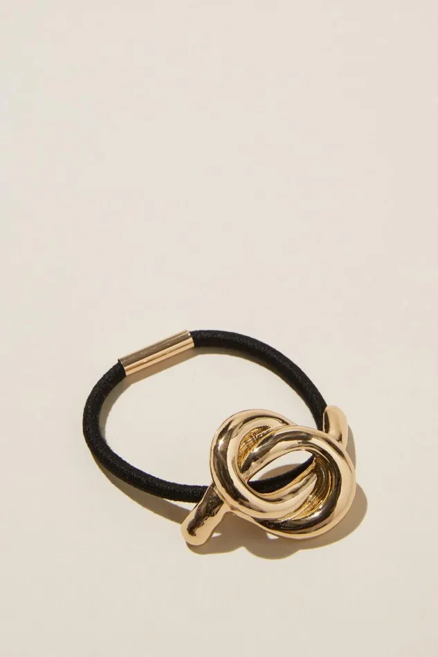 Women Hair Accessories Cotton On Chunky Metal Hair Tie Gold Twist