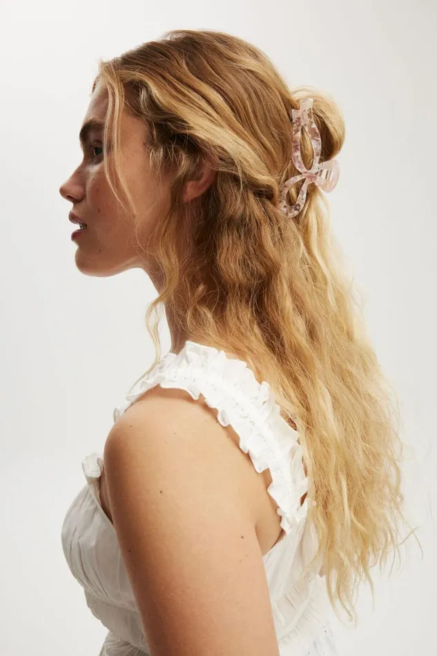 Women Hair Accessories Cotton On Lily Hair Claw Pink Marble Bow