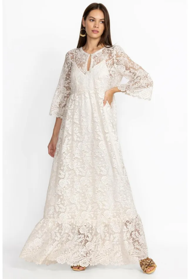 Women Harper Recycled Lace Maxi Dress Ecru Johnny Was Dresses