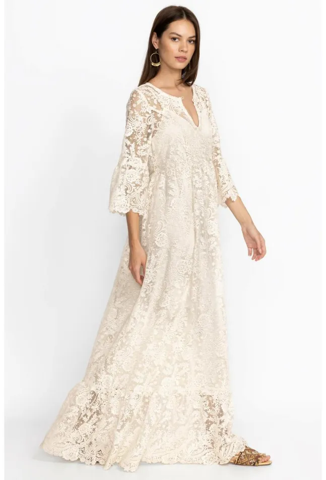 Women Harper Recycled Lace Maxi Dress Ecru Johnny Was Dresses