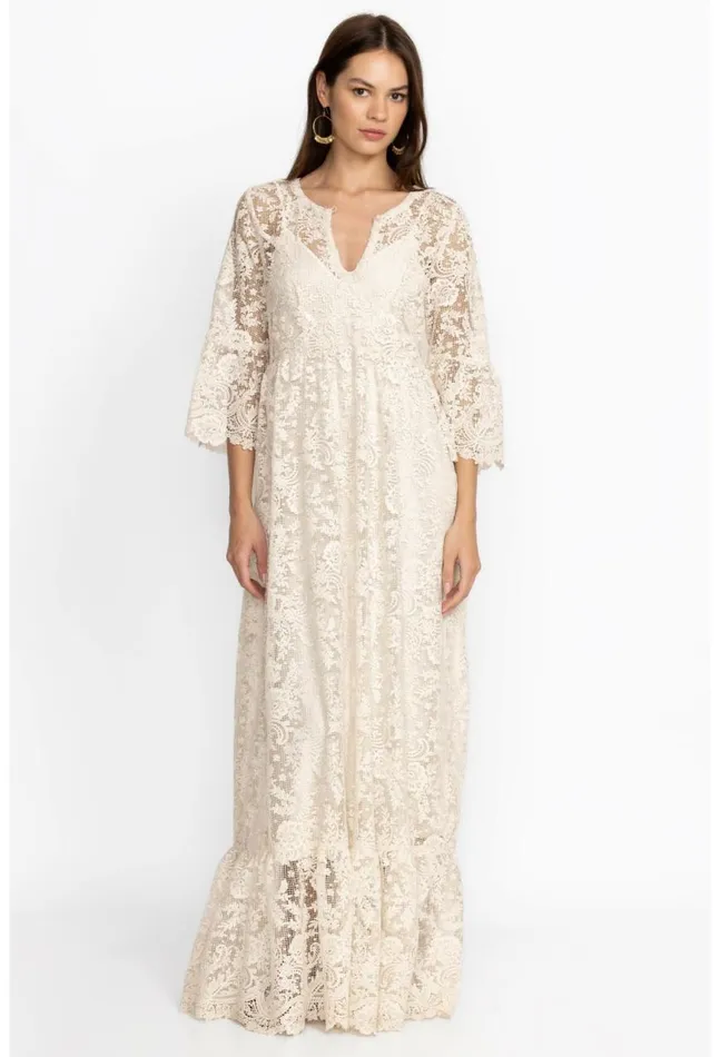 Women Harper Recycled Lace Maxi Dress Ecru Johnny Was Dresses